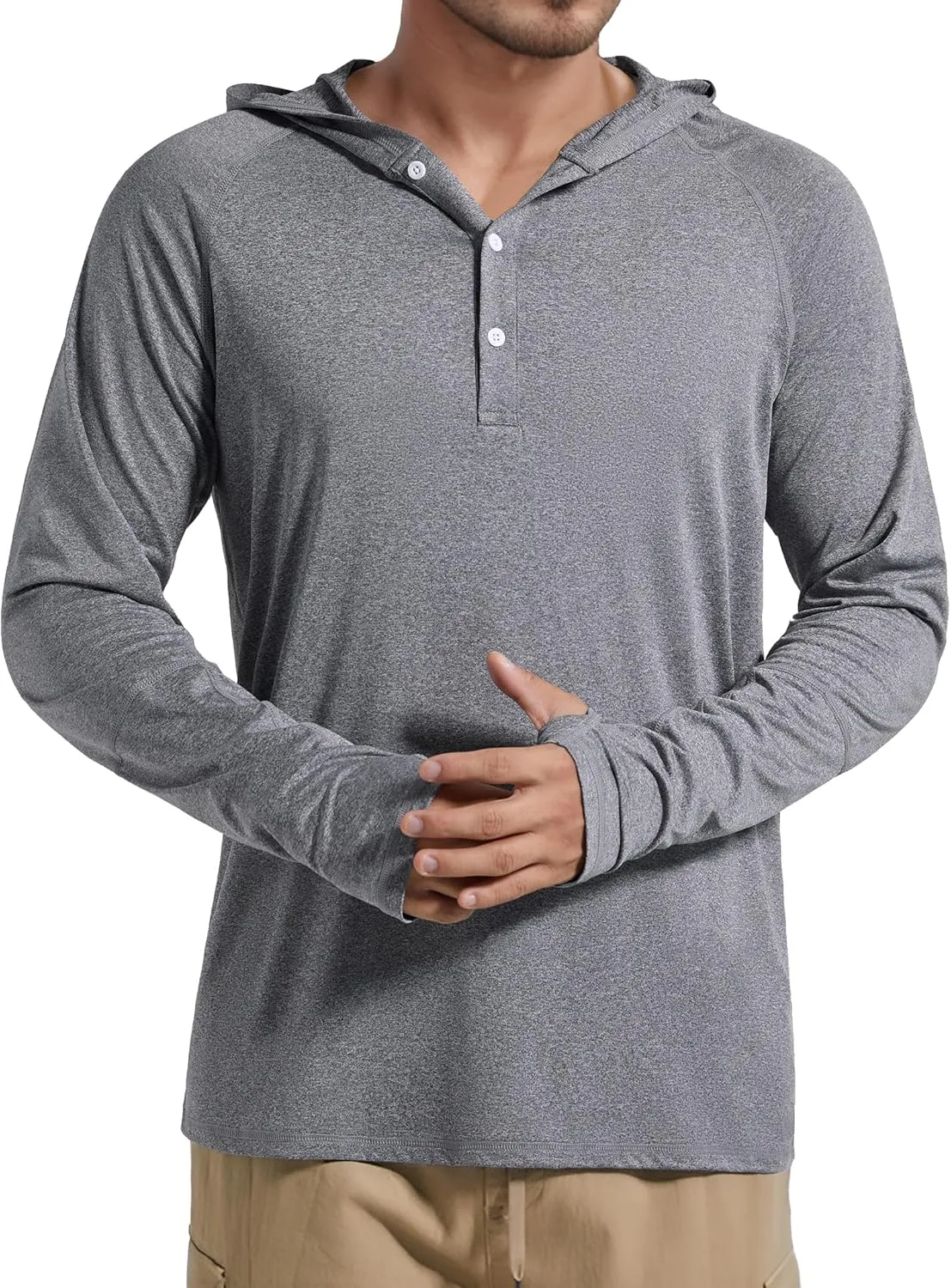 Men's UPF 50  Sun Protection Hoodie Fishing Shirts Long Sleeve Rash Guard SPF UV Shirt with Thumbhole