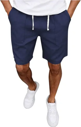 Mens Vintage Casual Beach Vacation Shorts Elastic Waist Comfort Breathable Lounge Shorts Summer Cropped Pants