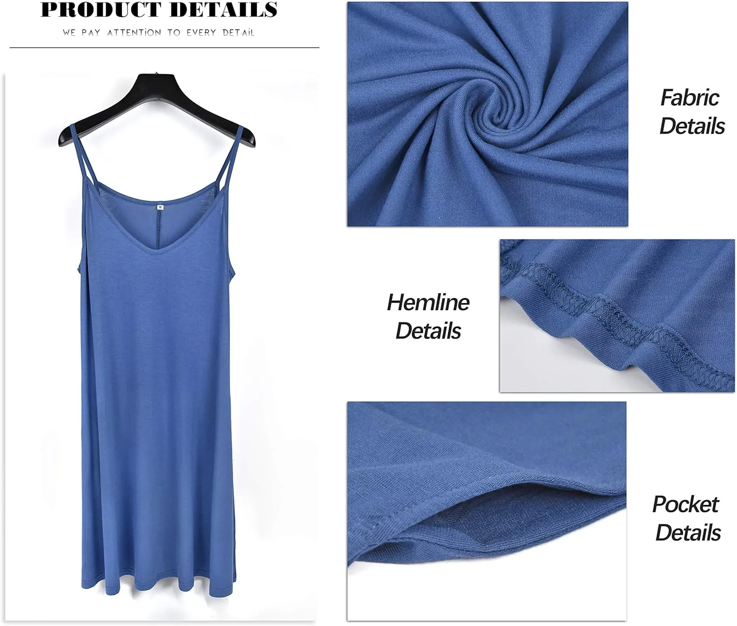 MISFAY Women's Summer Spaghetti Strap Casual Swing Tank Beach Cover Up Dress with Pockets