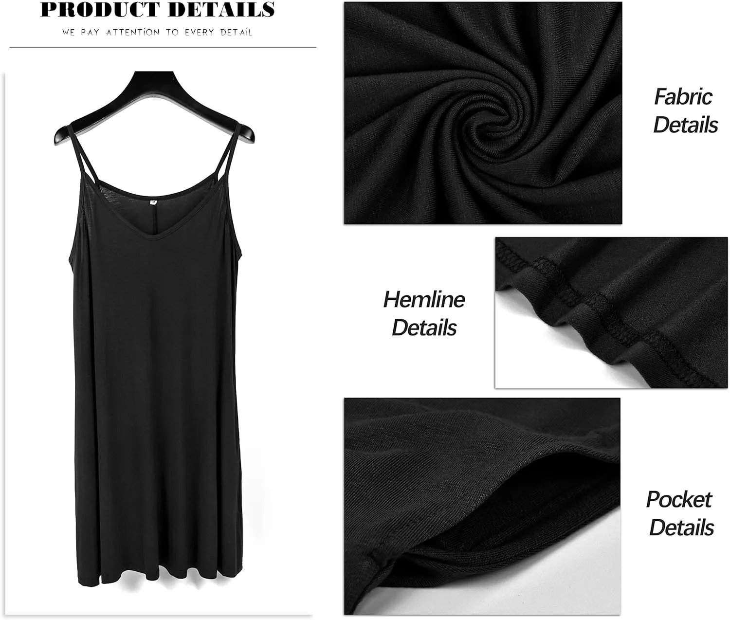MISFAY Women's Summer Spaghetti Strap Casual Swing Tank Beach Cover Up Dress with Pockets