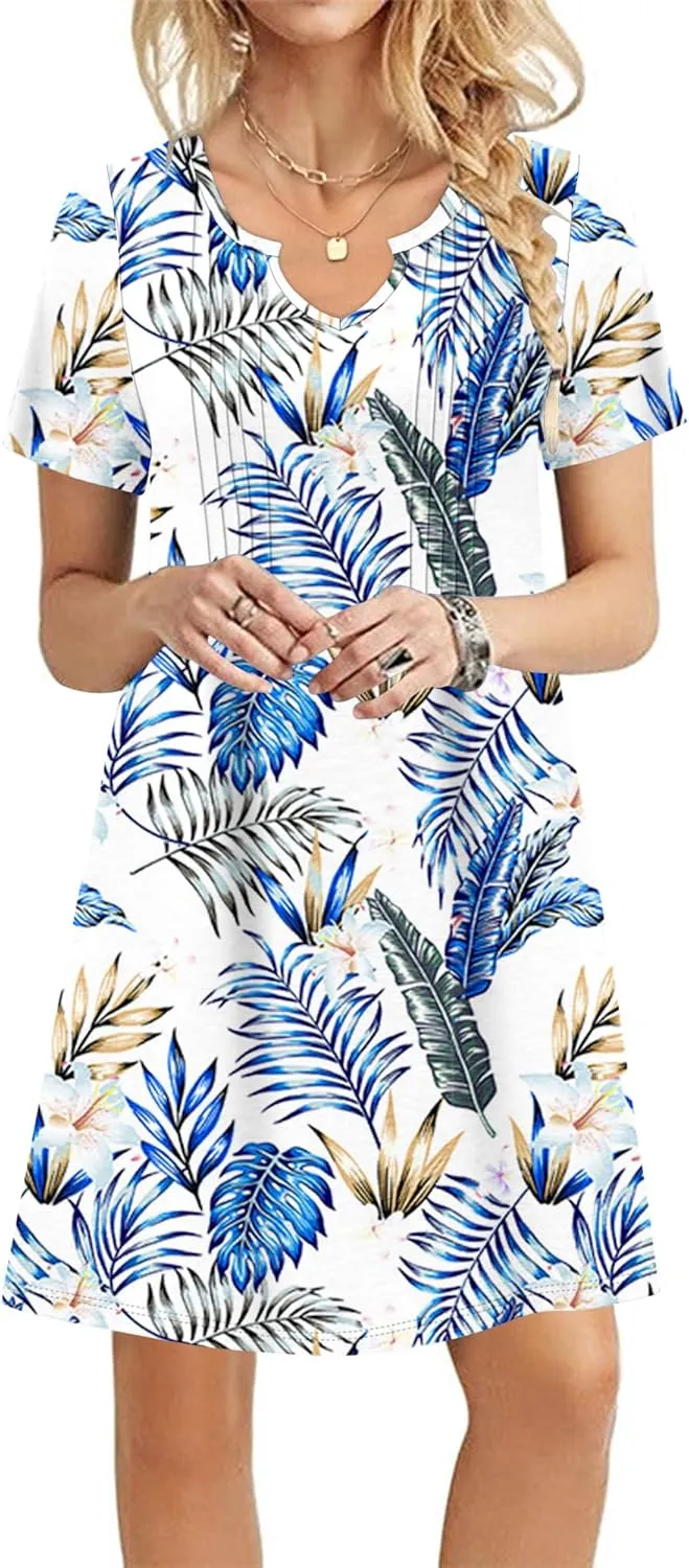 MOLERANI Women's Summer Dress 2025 Casual T-Shirt Pleated Short Sleeve Beach Sundress Travel Vacation Outfit