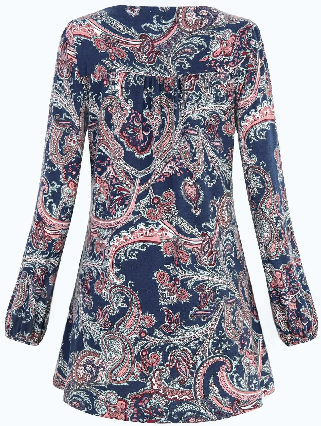 MOQIVGI Womens V Neck Long Sleeve Fashion Casual Blouse Top A-line Flowy Tunic Shirt