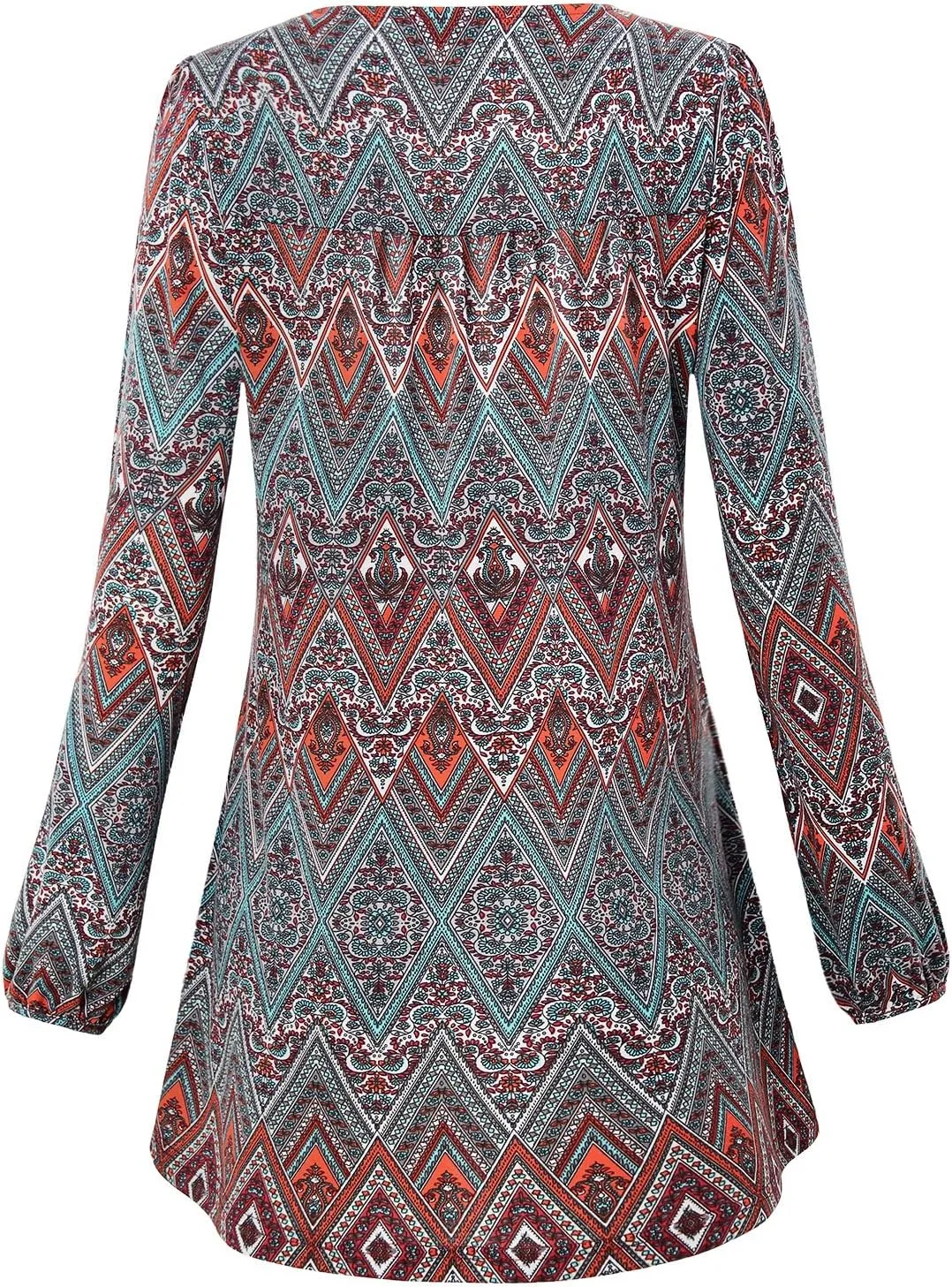 MOQIVGI Womens V Neck Long Sleeve Fashion Casual Blouse Top A-line Flowy Tunic Shirt