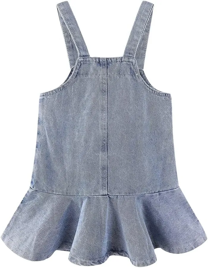 Mud Kingdom Little Girls Denim Overall Dress Bib Adjustable Strap Jumper