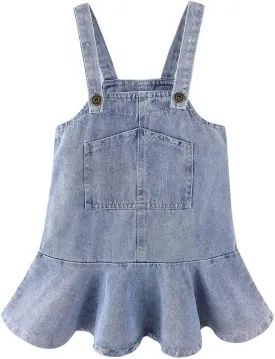 Mud Kingdom Little Girls Denim Overall Dress Bib Adjustable Strap Jumper