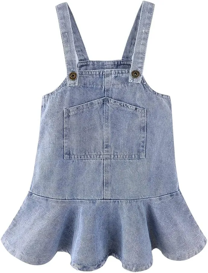 Mud Kingdom Little Girls Denim Overall Dress Bib Adjustable Strap Jumper