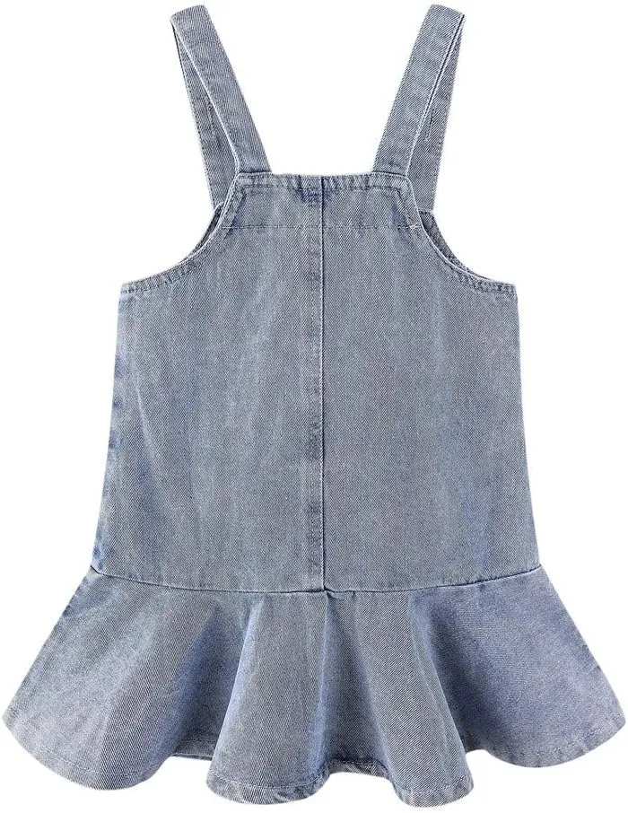 Mud Kingdom Little Girls Denim Overall Dress Bib Adjustable Strap Jumper
