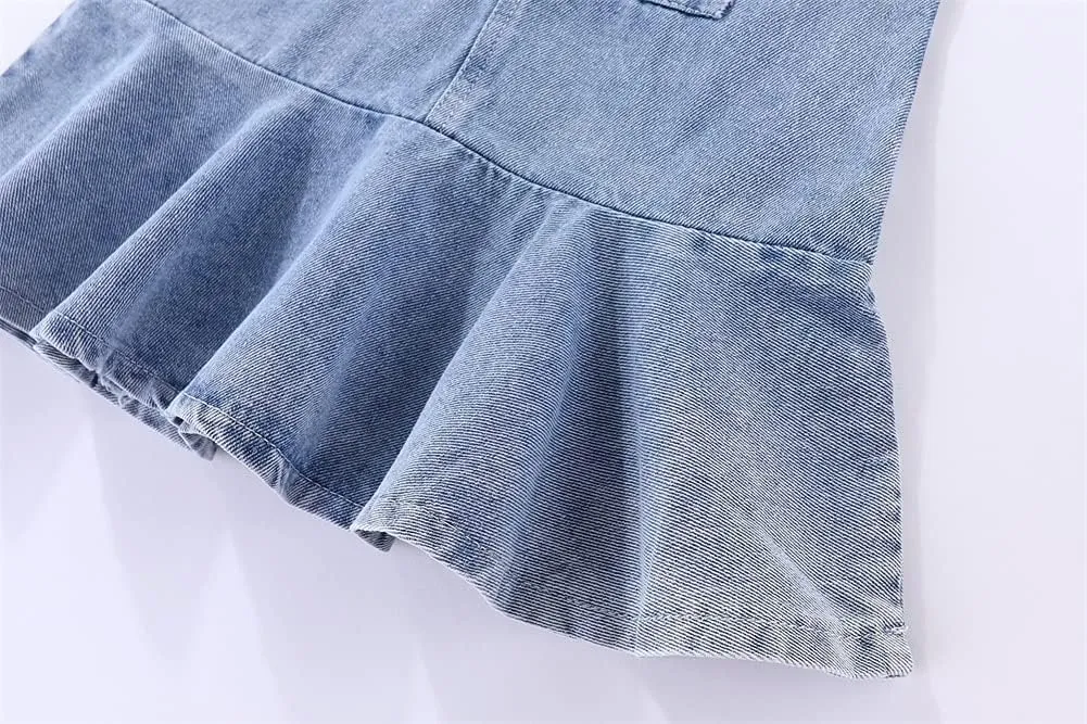Mud Kingdom Little Girls Denim Overall Dress Bib Adjustable Strap Jumper