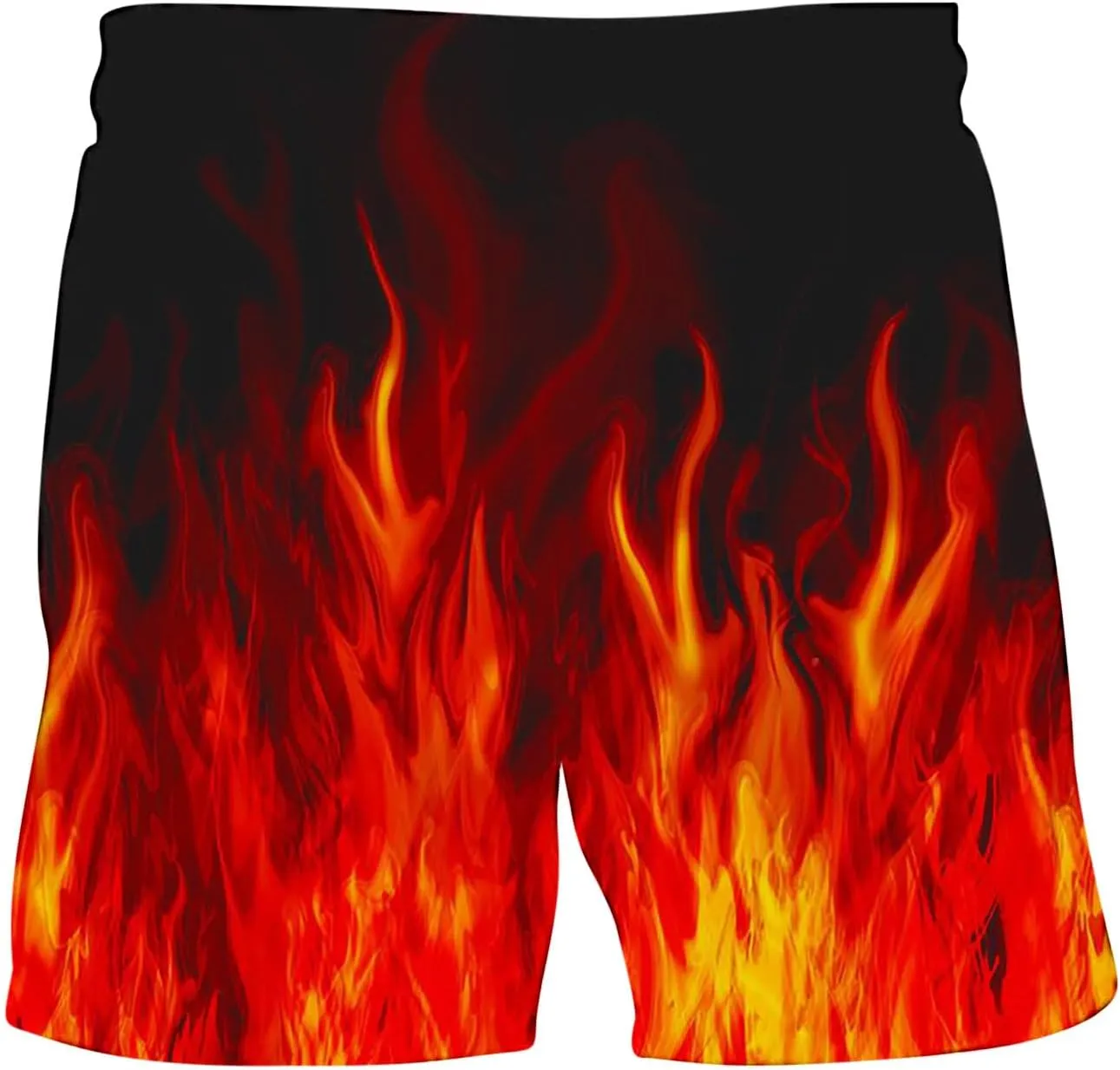 Muscularfit Swimsuit for Men 2024 Trendy Drawstring Quick Dry Swim Trunks with Pockets Casual Flame Print Beach Bathing Suits