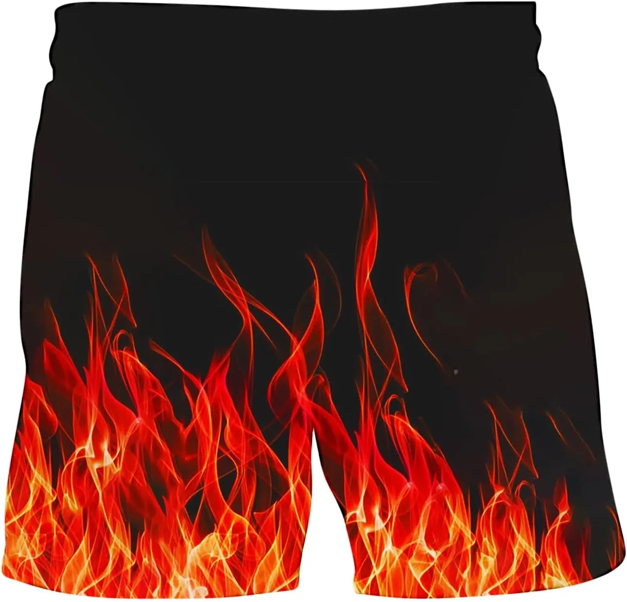 Muscularfit Swimsuit for Men 2024 Trendy Drawstring Quick Dry Swim Trunks with Pockets Casual Flame Print Beach Bathing Suits