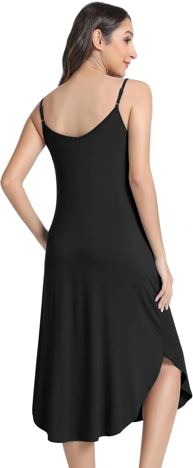 NACHILA Women's Full Slips for Under Dresses Adjustable Spaghetti Straps Slip Dress Soft Nightgowns,Viscose made from Bamboo