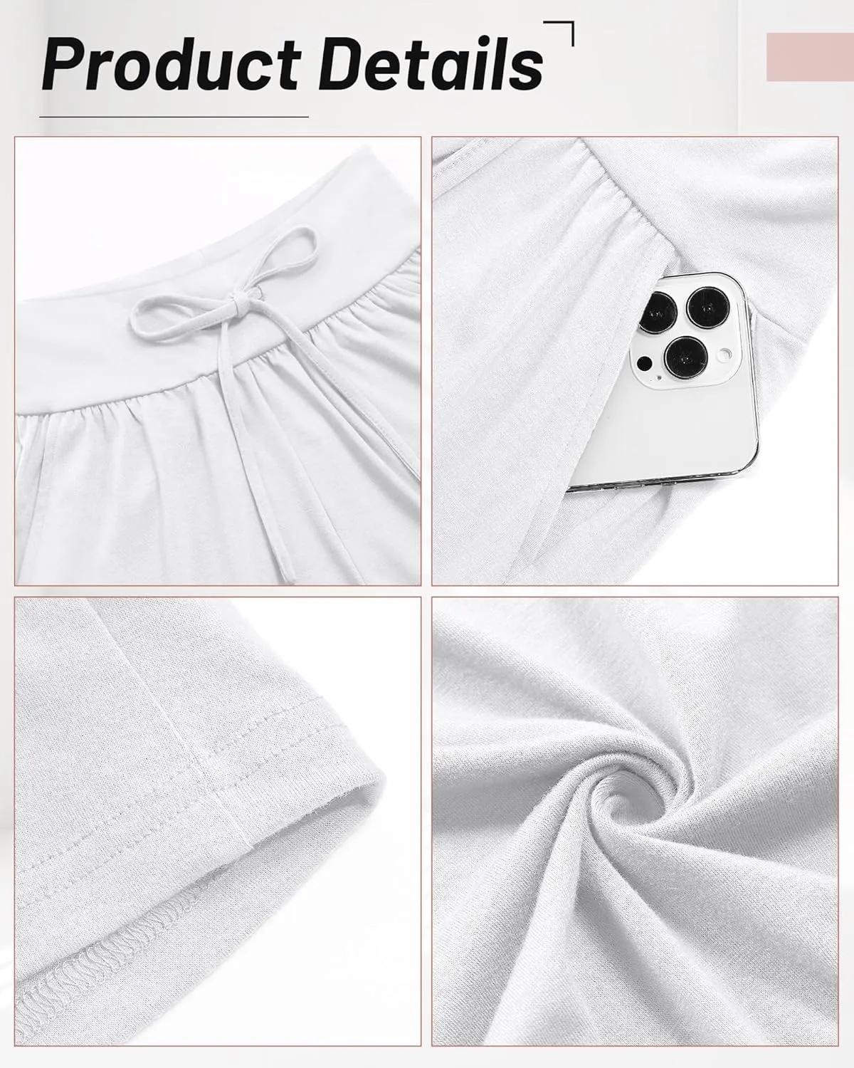 Neer 3 Pack Cotton Bermuda Shorts for Women Wide Leg High Waisted Drawstring Gym Shorts with Pocket
