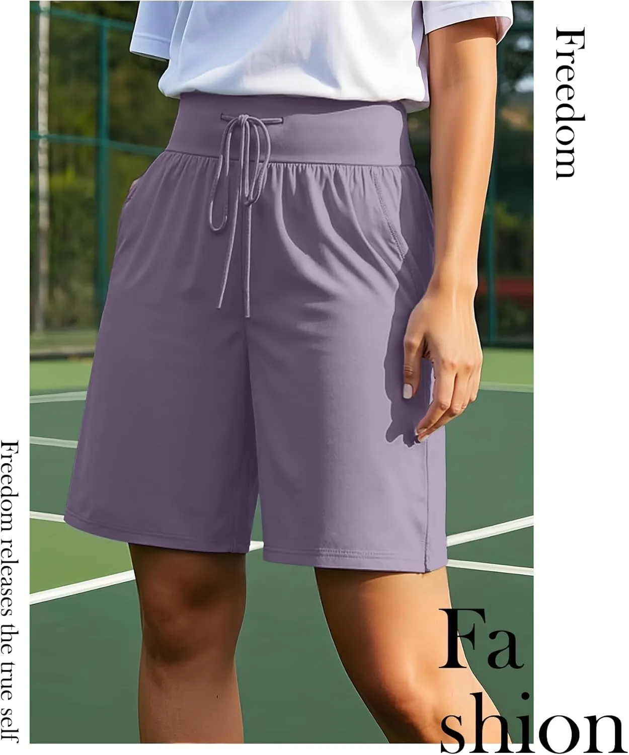 Neer 3 Pack Cotton Bermuda Shorts for Women Wide Leg High Waisted Drawstring Gym Shorts with Pocket