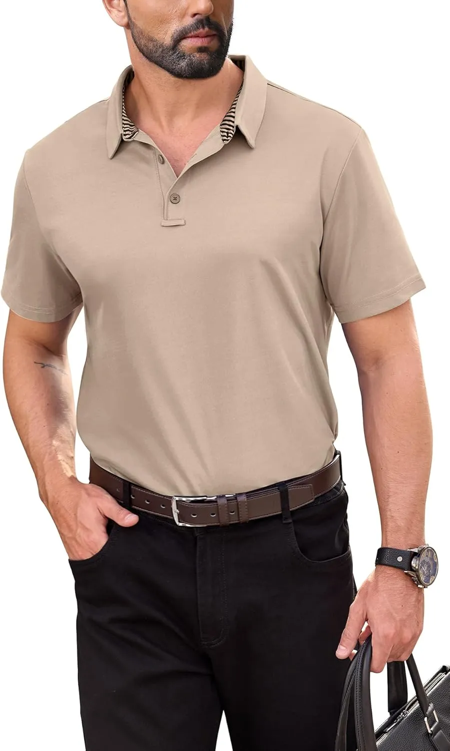 NIASHOT Polo Shirts for Men Summer Short Sleeve Golf Polos Quick-Dry Moisture Wicking T-Shirts Fashion Clothes Mens Gifts