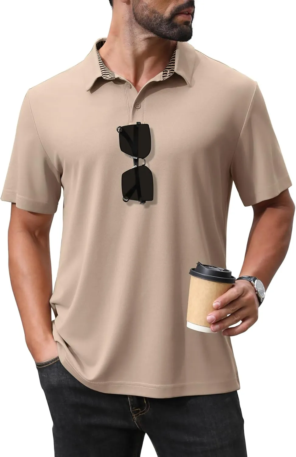 NIASHOT Polo Shirts for Men Summer Short Sleeve Golf Polos Quick-Dry Moisture Wicking T-Shirts Fashion Clothes Mens Gifts