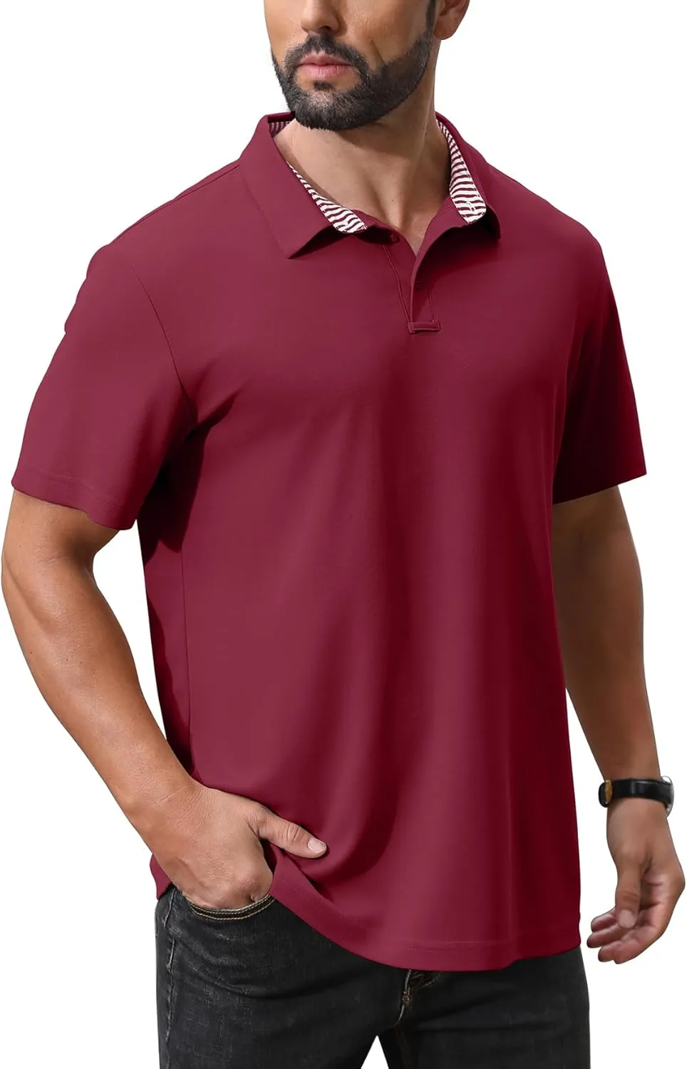 NIASHOT Polo Shirts for Men Summer Short Sleeve Golf Polos Quick-Dry Moisture Wicking T-Shirts Fashion Clothes Mens Gifts