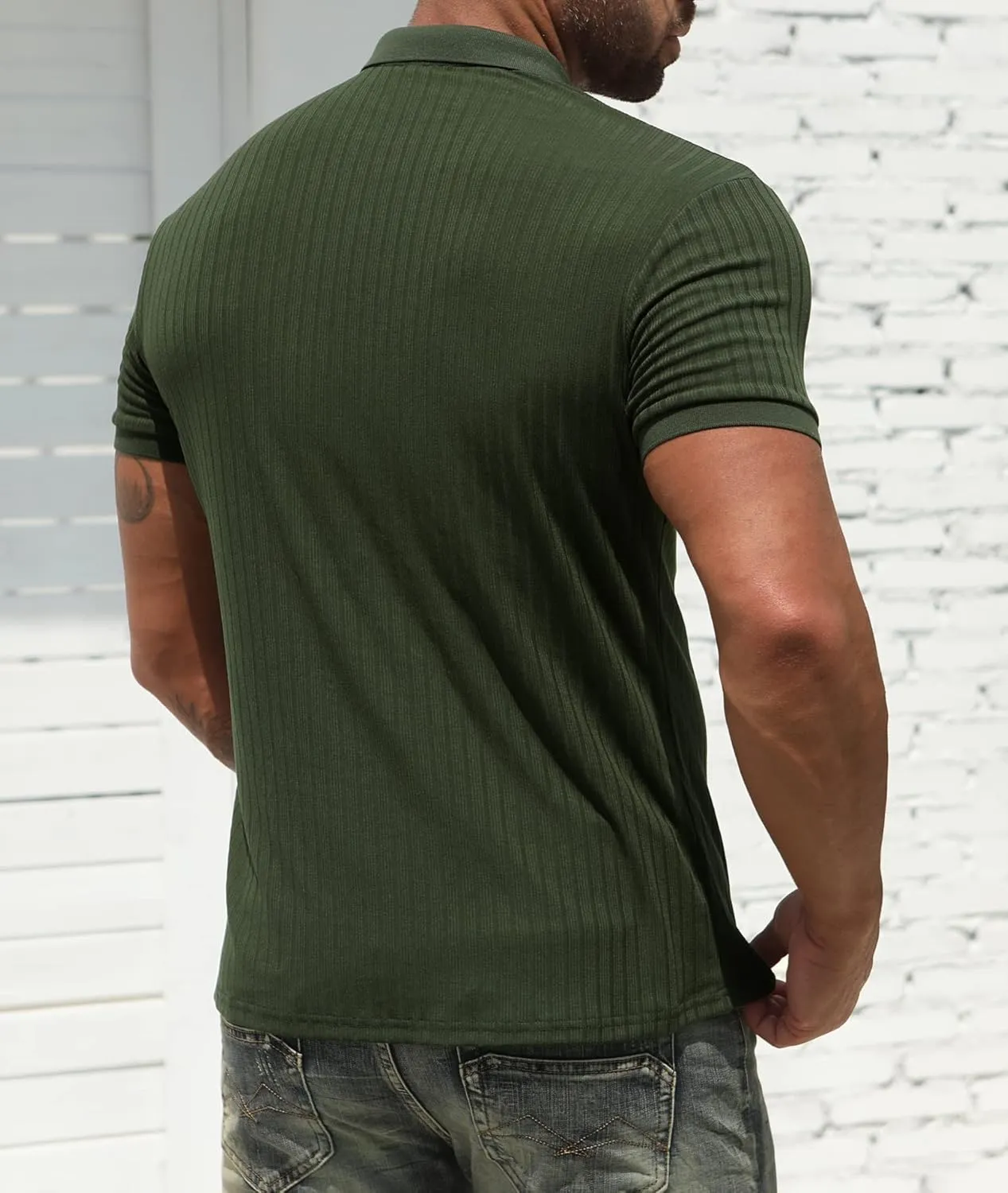 NITAGUT Men's Polo Shirts Shorts& Long Sleeve Casual Slim Fit Workout Shirts