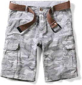 OCHENTA Men's Lightweight Cargo Shorts with Pockets Cotton Shorts for Men Casual (No Belt)
