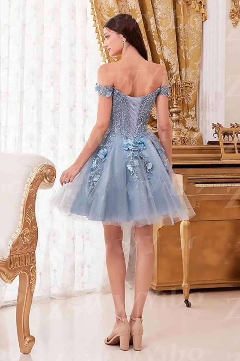 Off-Shoulder Tulle Homecoming Dresses 2025 Short Prom Dresses Lace Princess DAMA Dresses