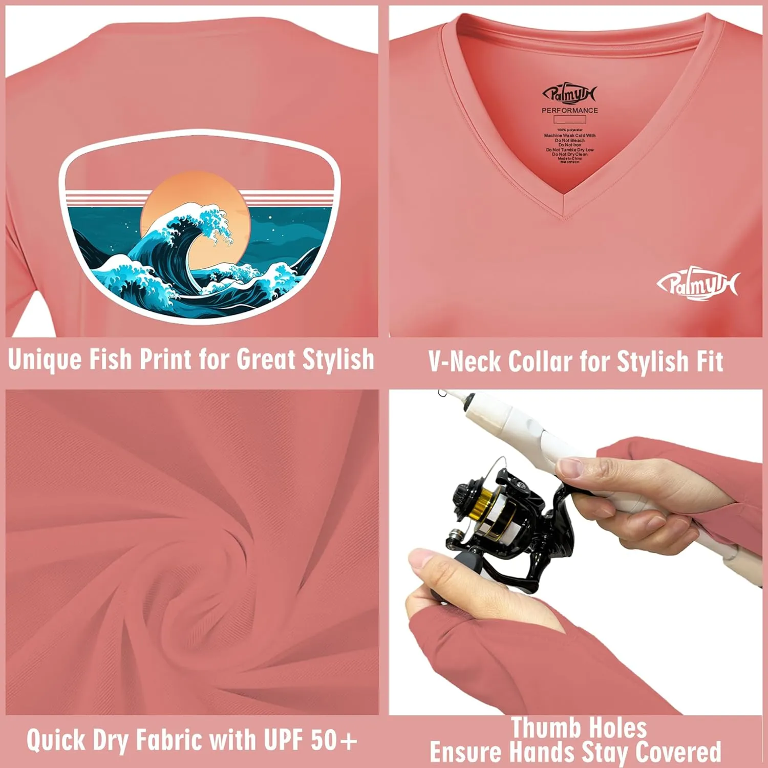 Palmyth Fishing Shirts for Women UPF 50  Sun Protection Long Sleeve T-Shirt
