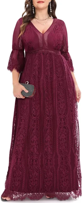 Plus Size Wedding Dress Boho - Maxi Bridal Shower Bohemian Formal Lace Long Dresses