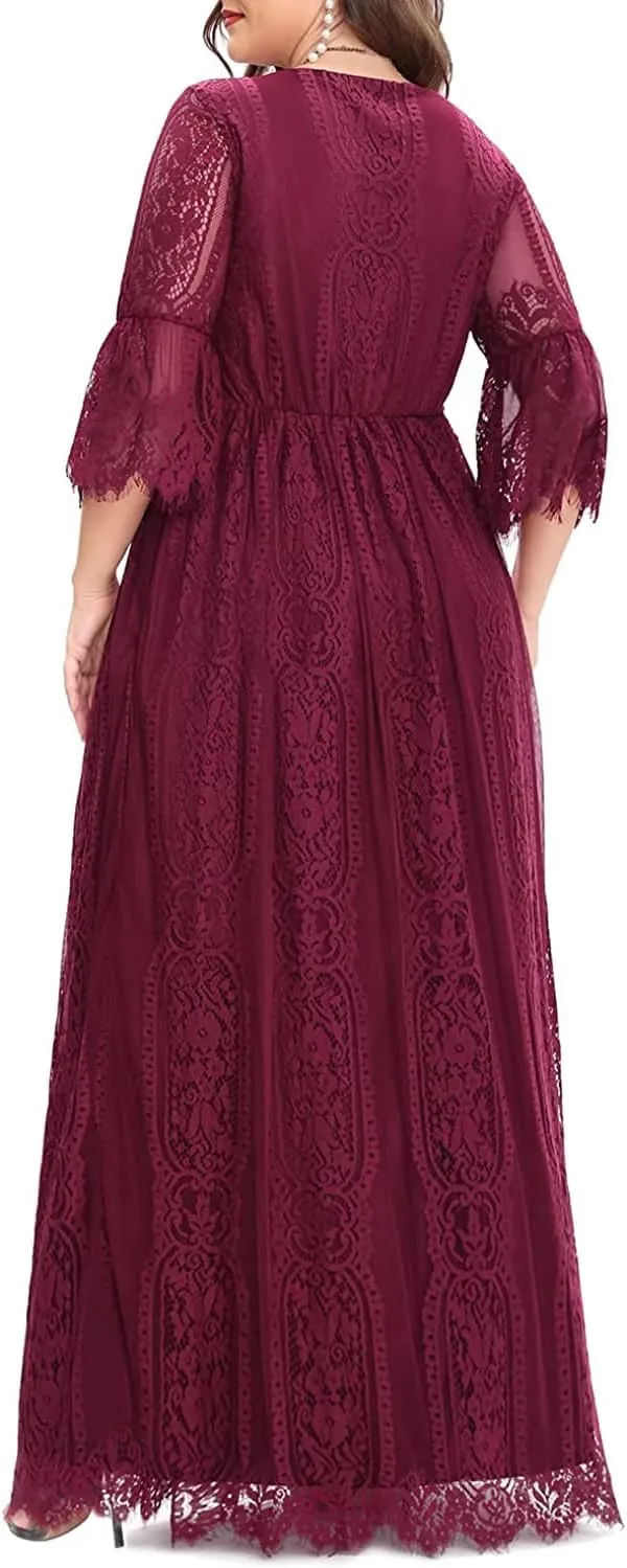Plus Size Wedding Dress Boho - Maxi Bridal Shower Bohemian Formal Lace Long Dresses