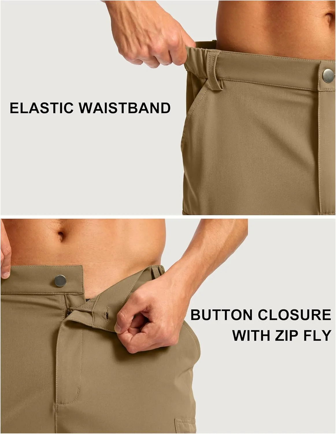 Pudolla Men's Hiking Cargo Shorts 7" Lightweight Quick Dry Casual Work Shorts for Men Summer Travel Golf with 5 Pockets