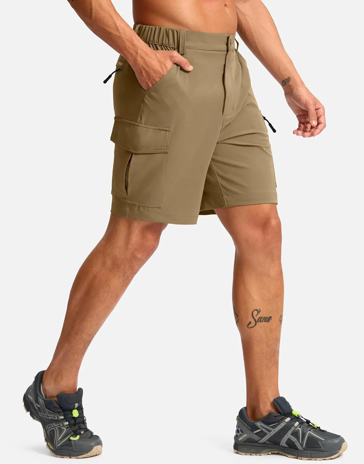 Pudolla Men's Hiking Cargo Shorts 7" Lightweight Quick Dry Casual Work Shorts for Men Summer Travel Golf with 5 Pockets