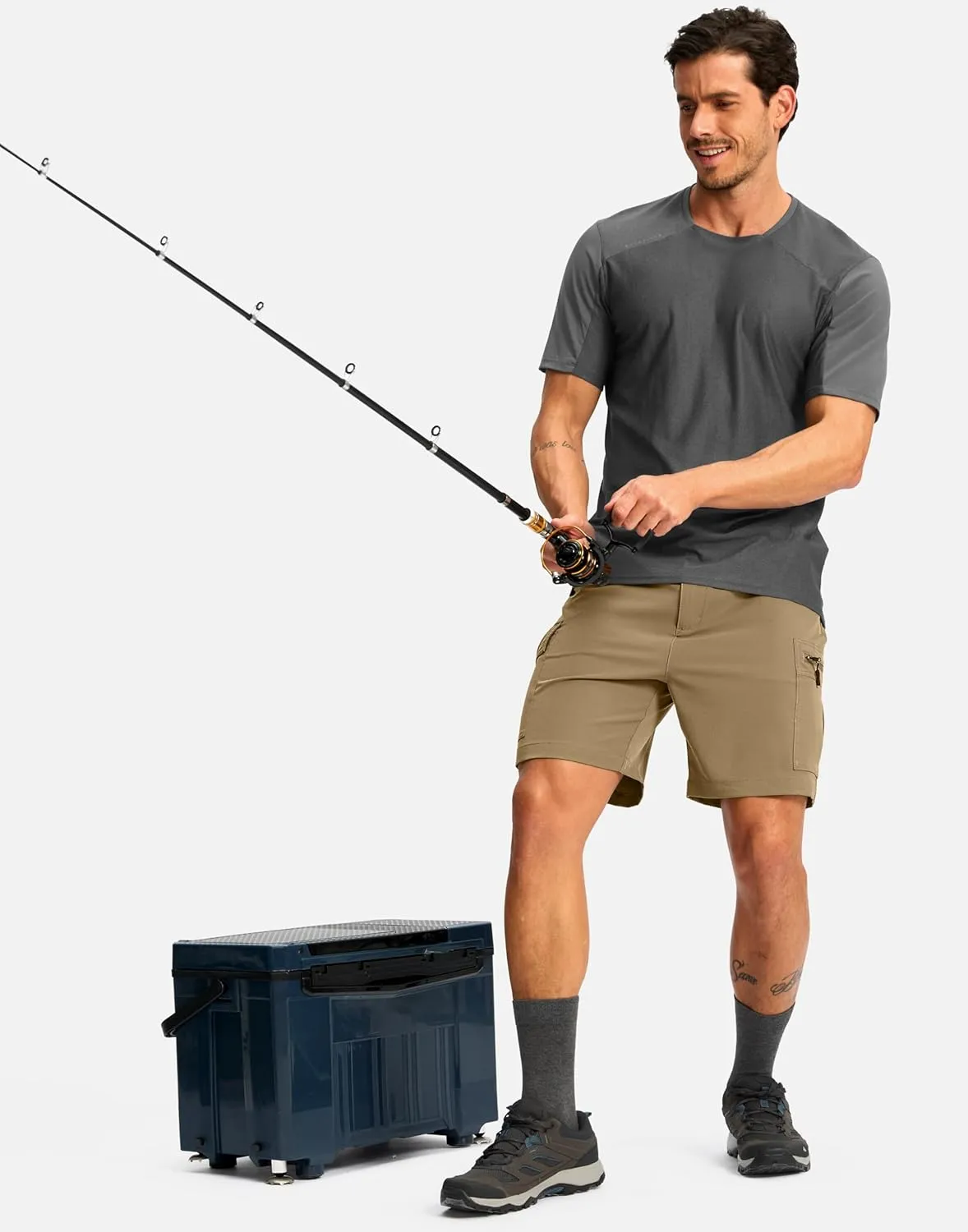Pudolla Men's Hiking Cargo Shorts 7" Lightweight Quick Dry Casual Work Shorts for Men Summer Travel Golf with 5 Pockets