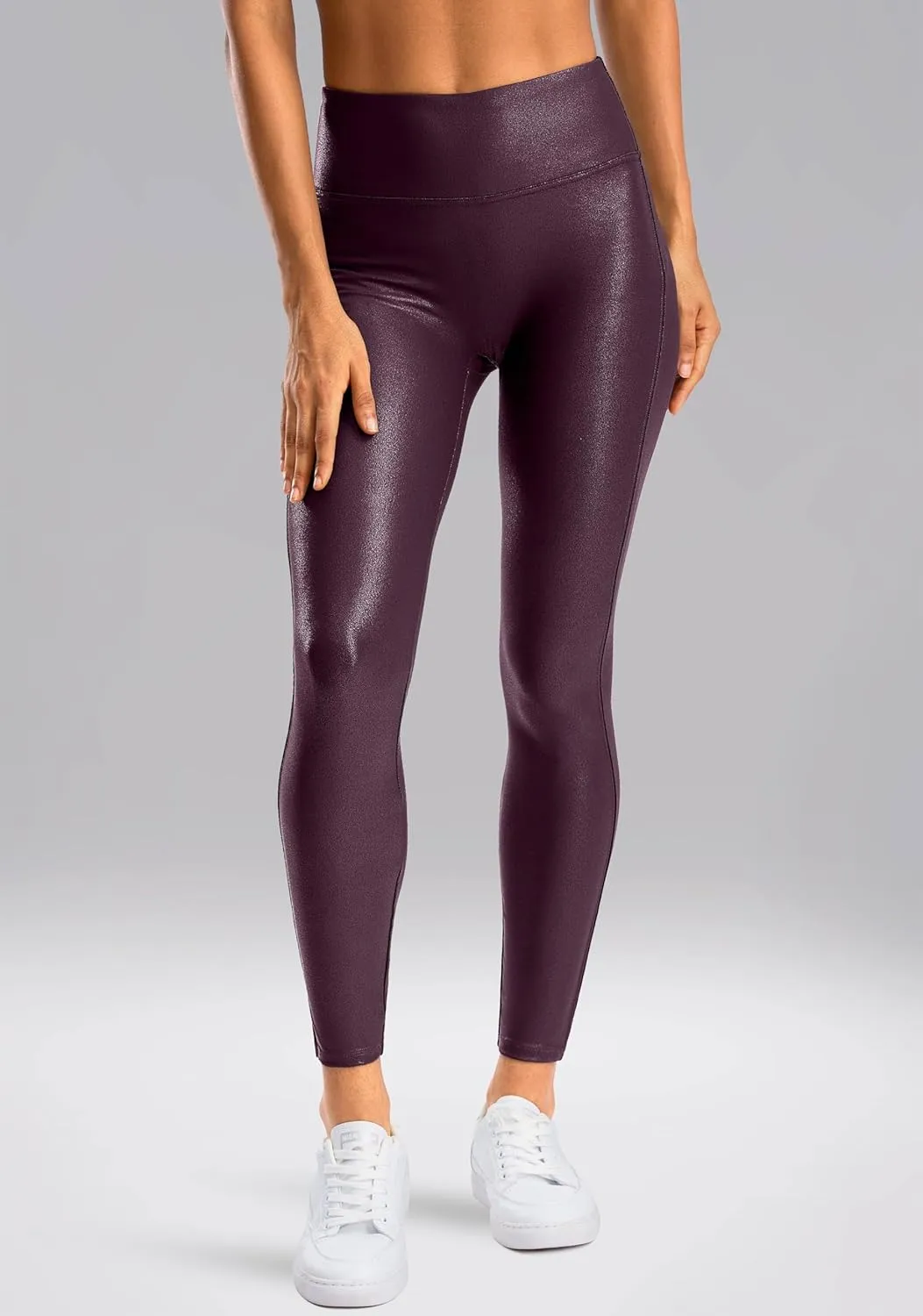 SANTINY Women's Faux Leather Leggings 25''/27''/29''-High Waisted Stretch Leather Pants Pleather Tights for Women