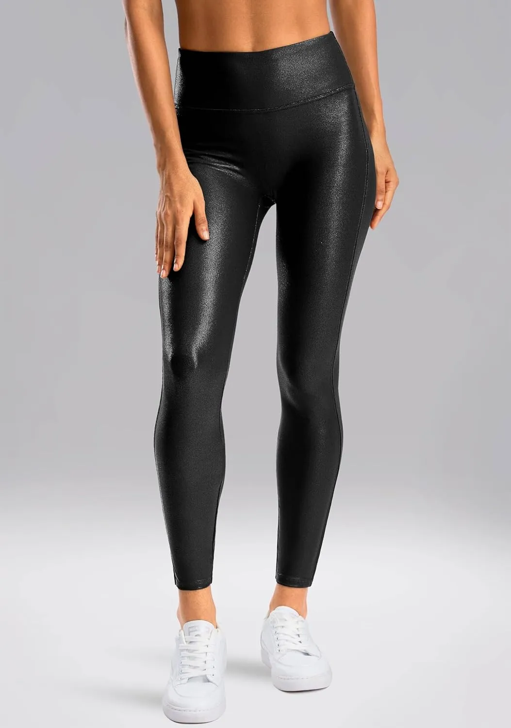 SANTINY Women's Faux Leather Leggings 25''/27''/29''-High Waisted Stretch Leather Pants Pleather Tights for Women