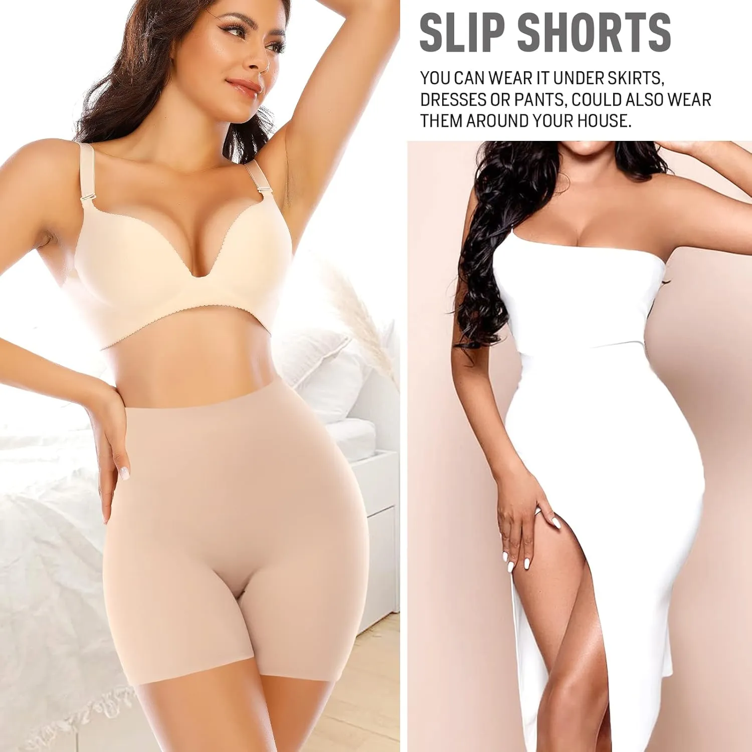 Seamless Slip Shorts for Women Under Dress Shaping Boyshorts Panties Tummy Control Shapewear