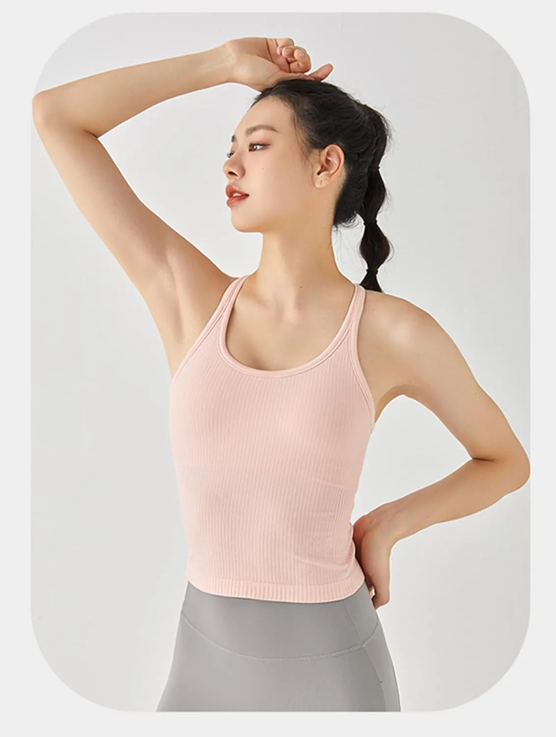 sphinx cat Ribbed Workout Short Racerback Tank Tops for Women with Built in Bra