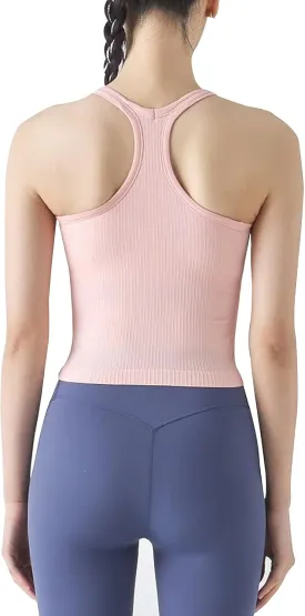 sphinx cat Ribbed Workout Short Racerback Tank Tops for Women with Built in Bra