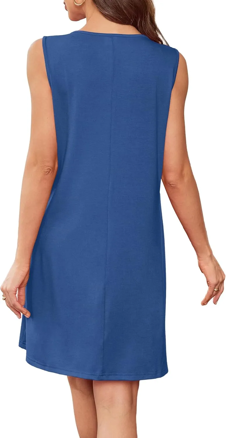 Summer Dresses for Women Sleeveless Lace Crewneck Sundress (S-3XL)