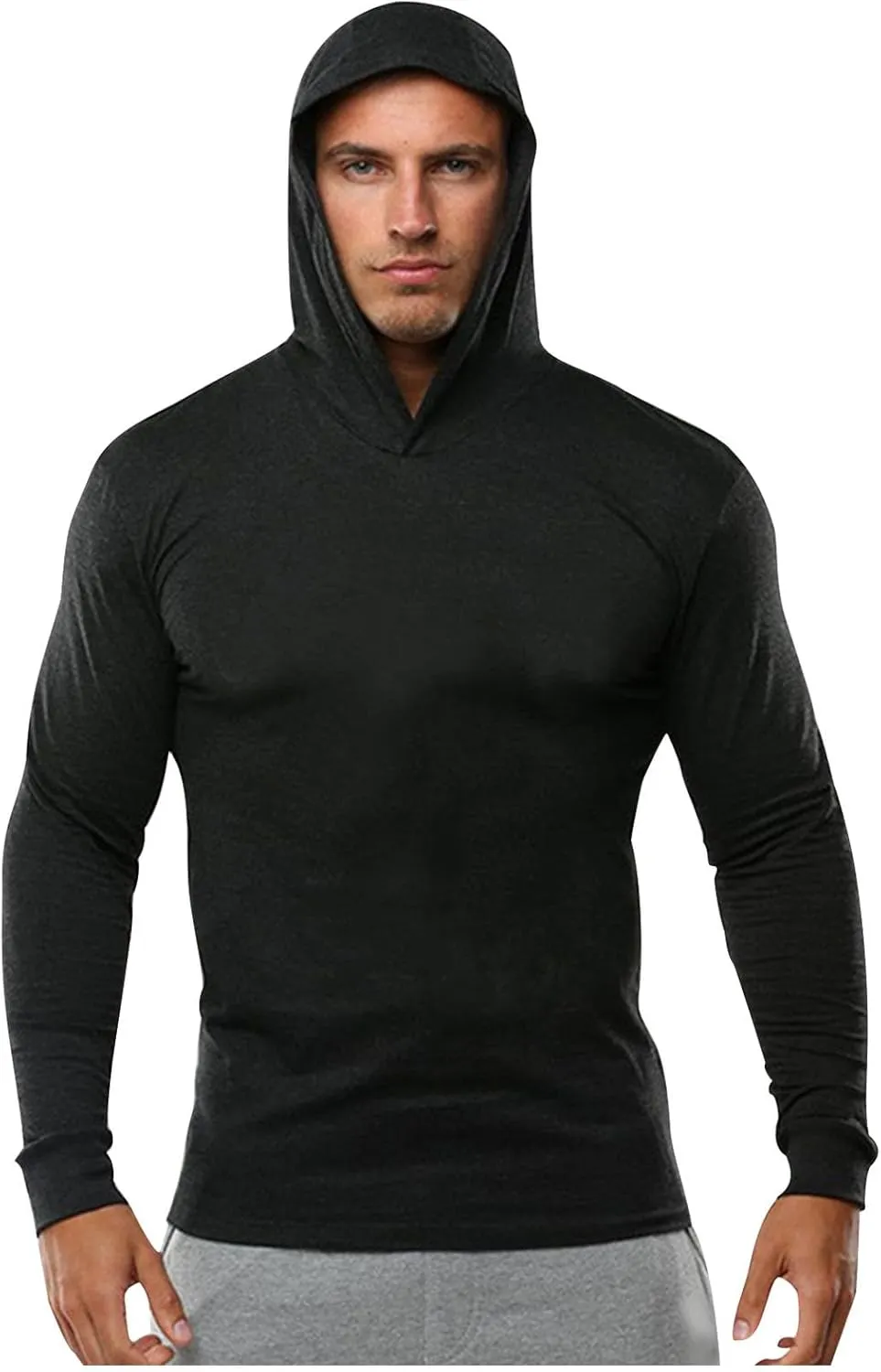 Sun Protection Hoodie Shirts Running Cotton Compression Shirts Long Sleeve Stretch Rash Guard for Beach Swimming