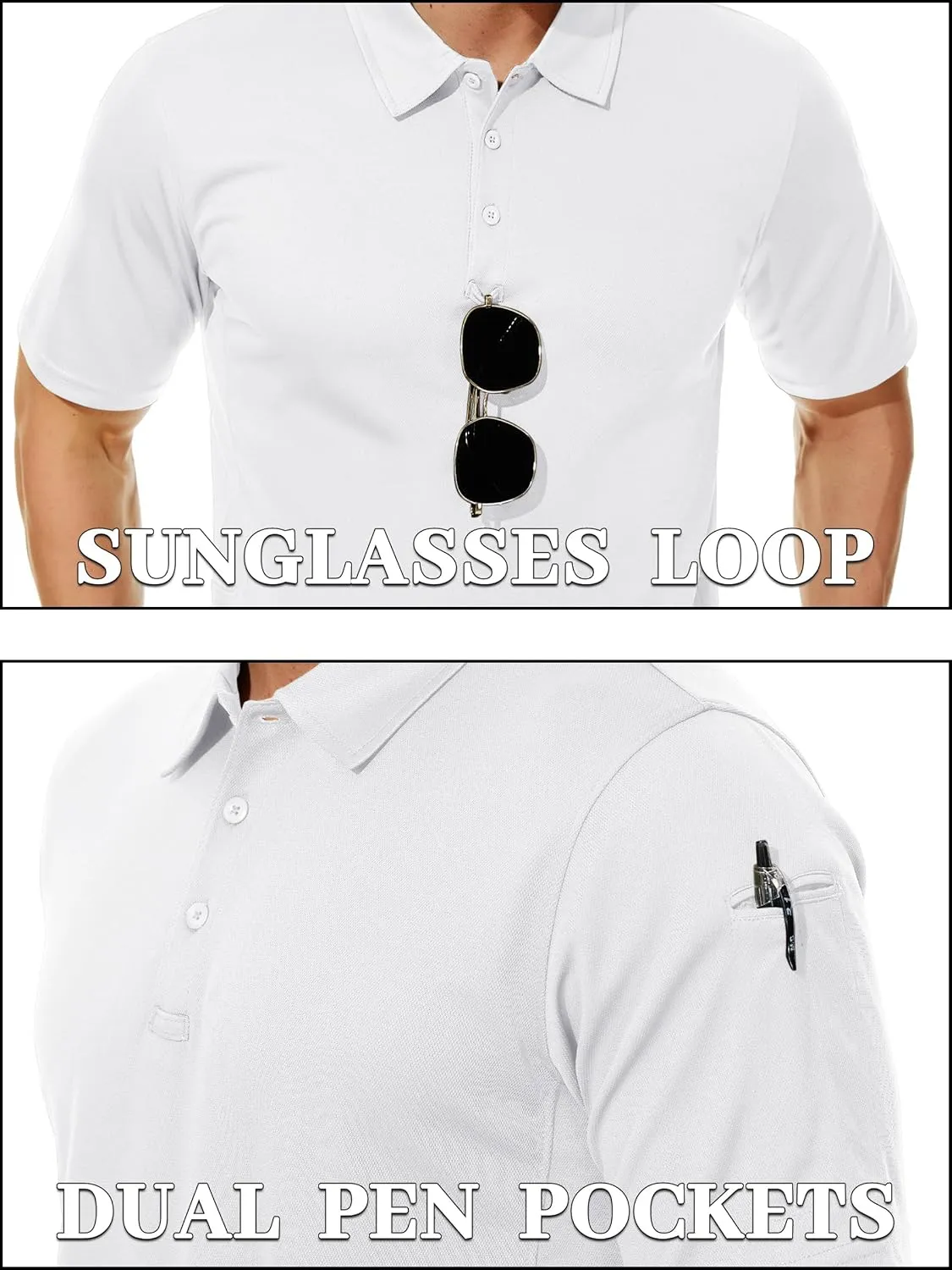 TACVASEN Mens Polo Shirt Short Sleeve Tactical Performance Collared Work Golf Shirts Dry Fit Pique Polos for Summer