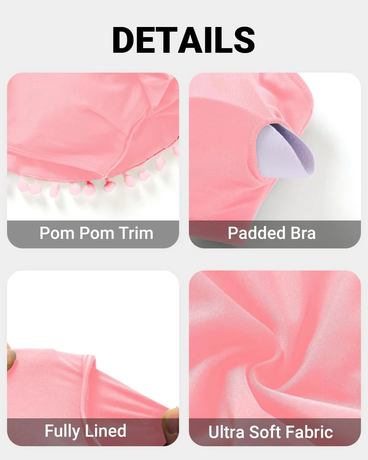 Tempt Me Women Two Piece High Waisted Bikini Set Ruffle Swimsuit Flounce Pom Pom Trim Bathing Suit