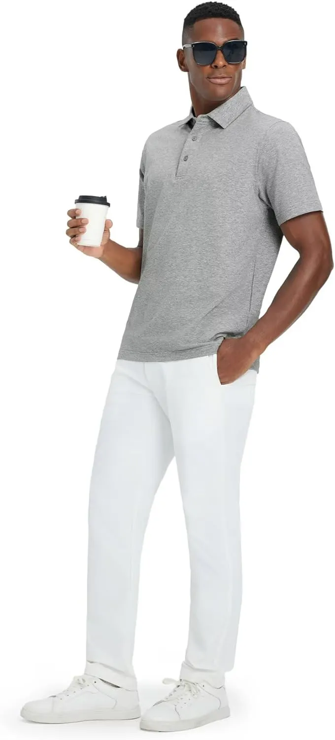VEBOON Polo Shirts for Men Cotton Blend Moisture-Wicking Lightweight Performance Collared Mens Polo Shirts Shorts Sleeve