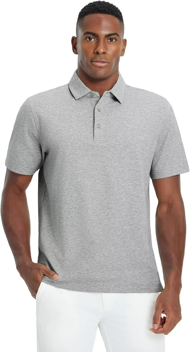 VEBOON Polo Shirts for Men Cotton Blend Moisture-Wicking Lightweight Performance Collared Mens Polo Shirts Shorts Sleeve