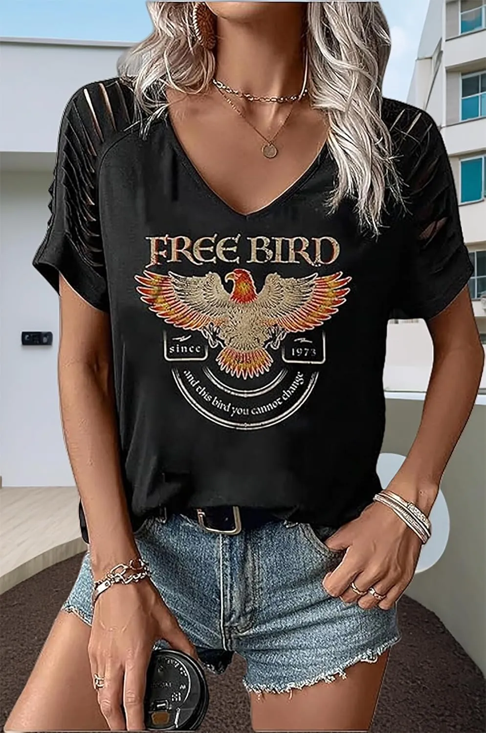 Vintage Rock and Roll T Shirts for Women Casual Country Music Tshirts Funny Summer Rock Band Concert Shirt Top