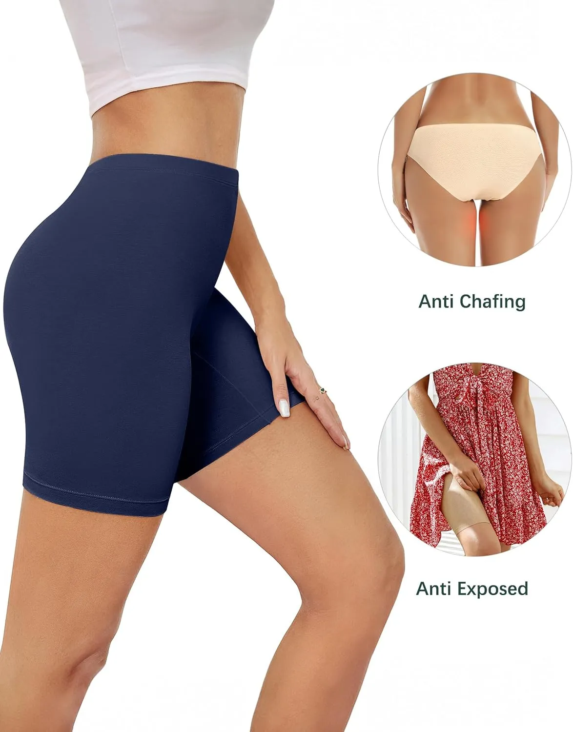 voenxe Women Cotton Boy Shorts Underwear,Lady Boxers Briefs,High Waist Anti Chafing BoyShort,Soft Long Leg Biker Panty,4 Pack