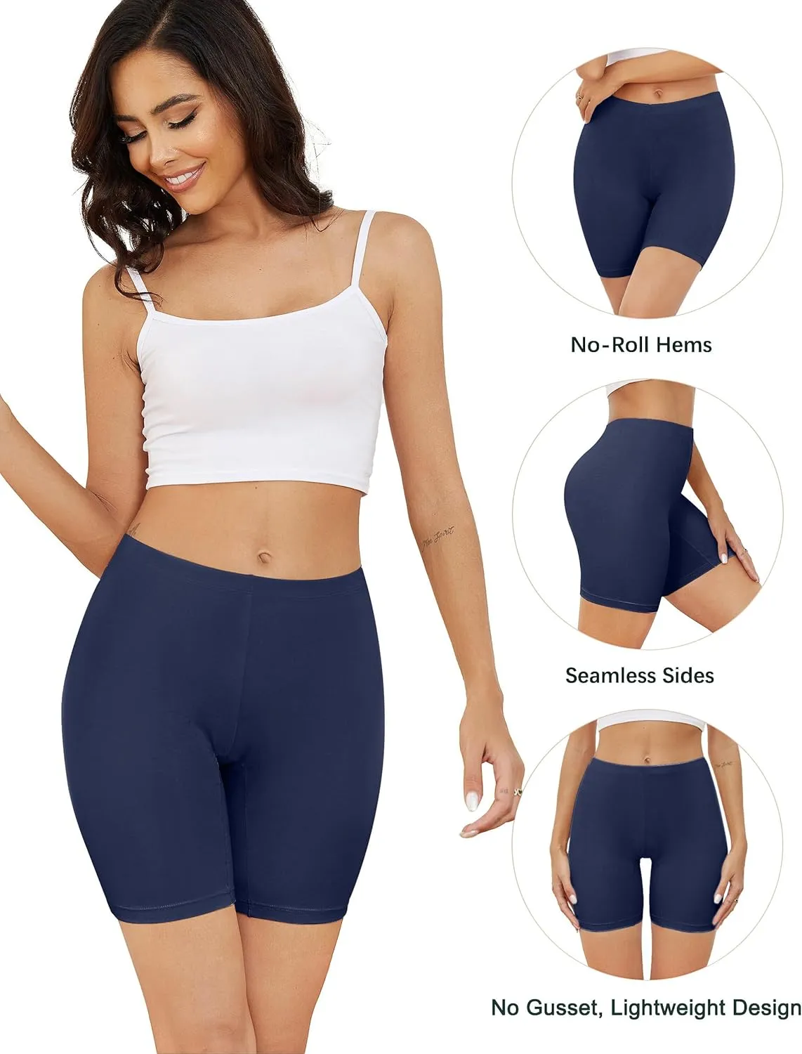 voenxe Women Cotton Boy Shorts Underwear,Lady Boxers Briefs,High Waist Anti Chafing BoyShort,Soft Long Leg Biker Panty,4 Pack