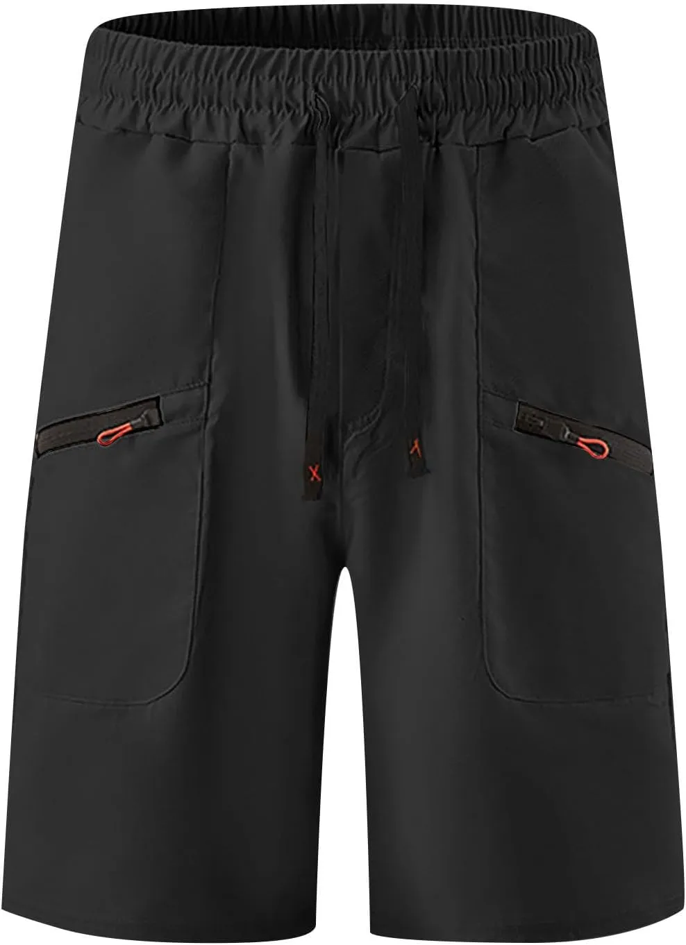 WENKOMG1 Woven Shorts for Men Quick Dry Elastic Waist Drawstring Active Sports Shorts with Zipper Phone Pockets