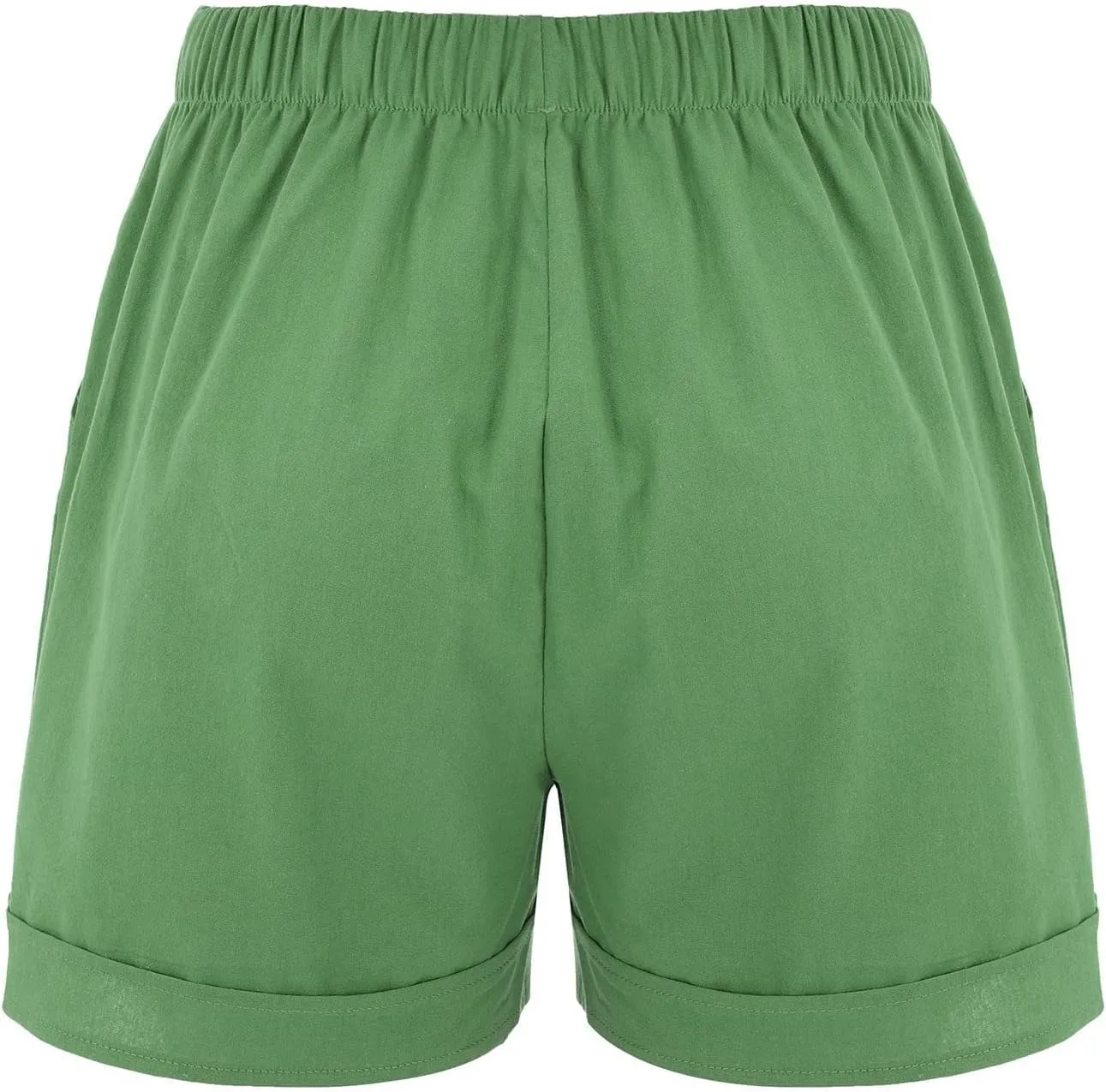 Women Casual Cotton Linen Shorts Drawstring Comfy Elastic Waist Shorts Summer Pull On Short with Pockets(S-3XL)