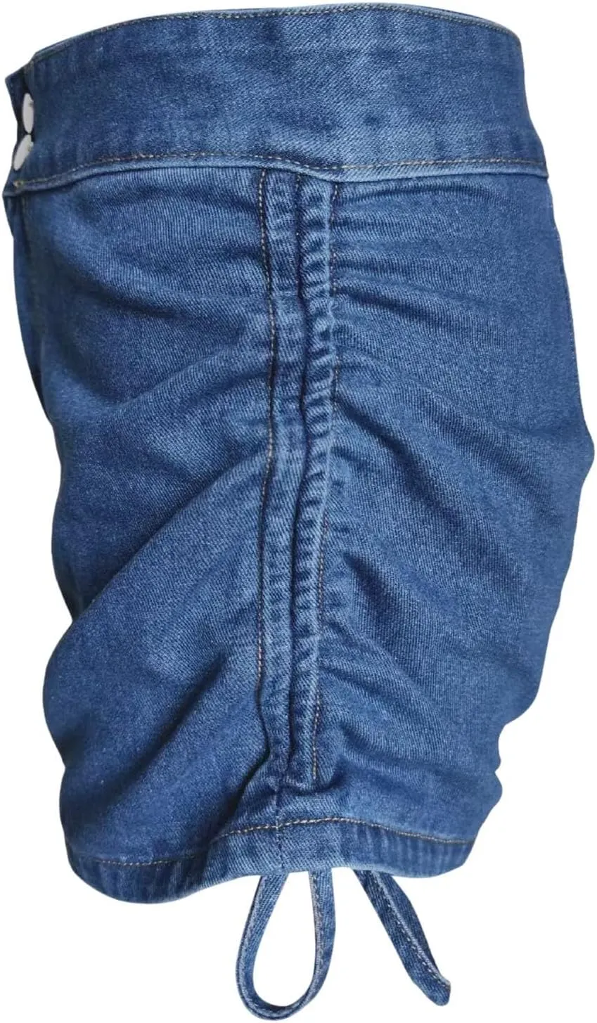 Women Jean Shorts Denim Skort Sexy High Waisted Button Up Tie Side Asymmetrical Short Mini Skirt Bathing Suit Shorts