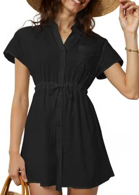 Women Swimsuit Coverup Button Down Bathing Suit Cover Ups V Neck Beach Bikini Swimwear 2025 Vacation Outfits