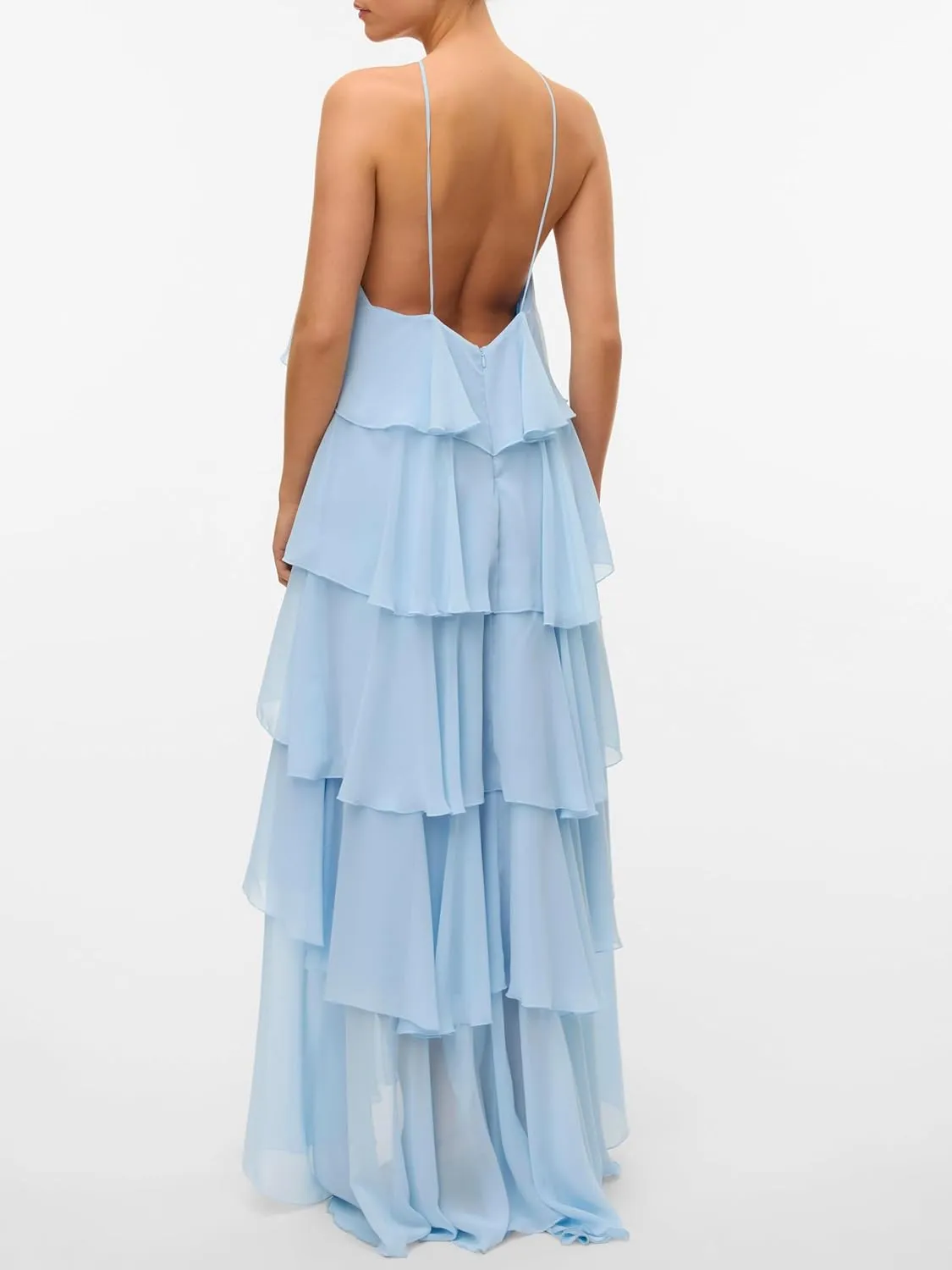 Women Y2k Backless Long Dress Halter Tie Neck Maxi Dress Flowy Beach Sundress Summer Streetwear