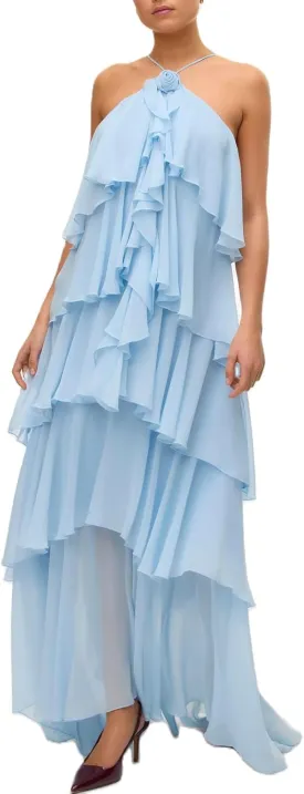Women Y2k Backless Long Dress Halter Tie Neck Maxi Dress Flowy Beach Sundress Summer Streetwear