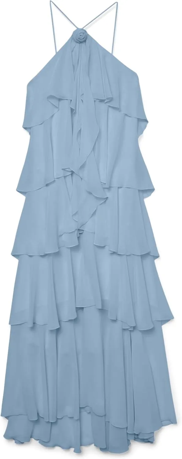Women Y2k Backless Long Dress Halter Tie Neck Maxi Dress Flowy Beach Sundress Summer Streetwear